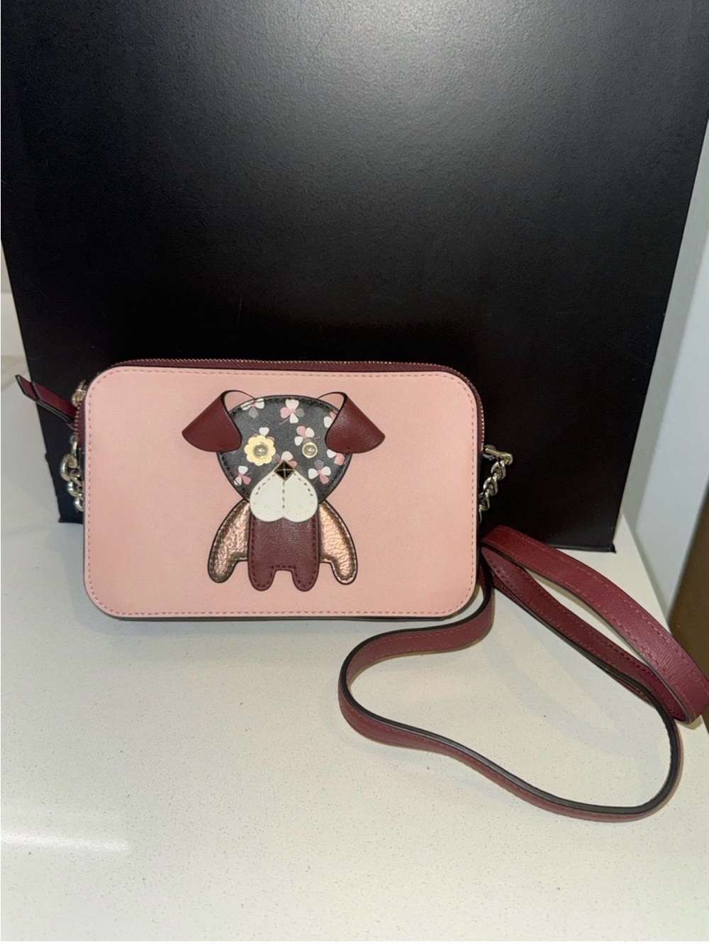 Kate spade Floral Pup Crossbody Bag Double Zip closure